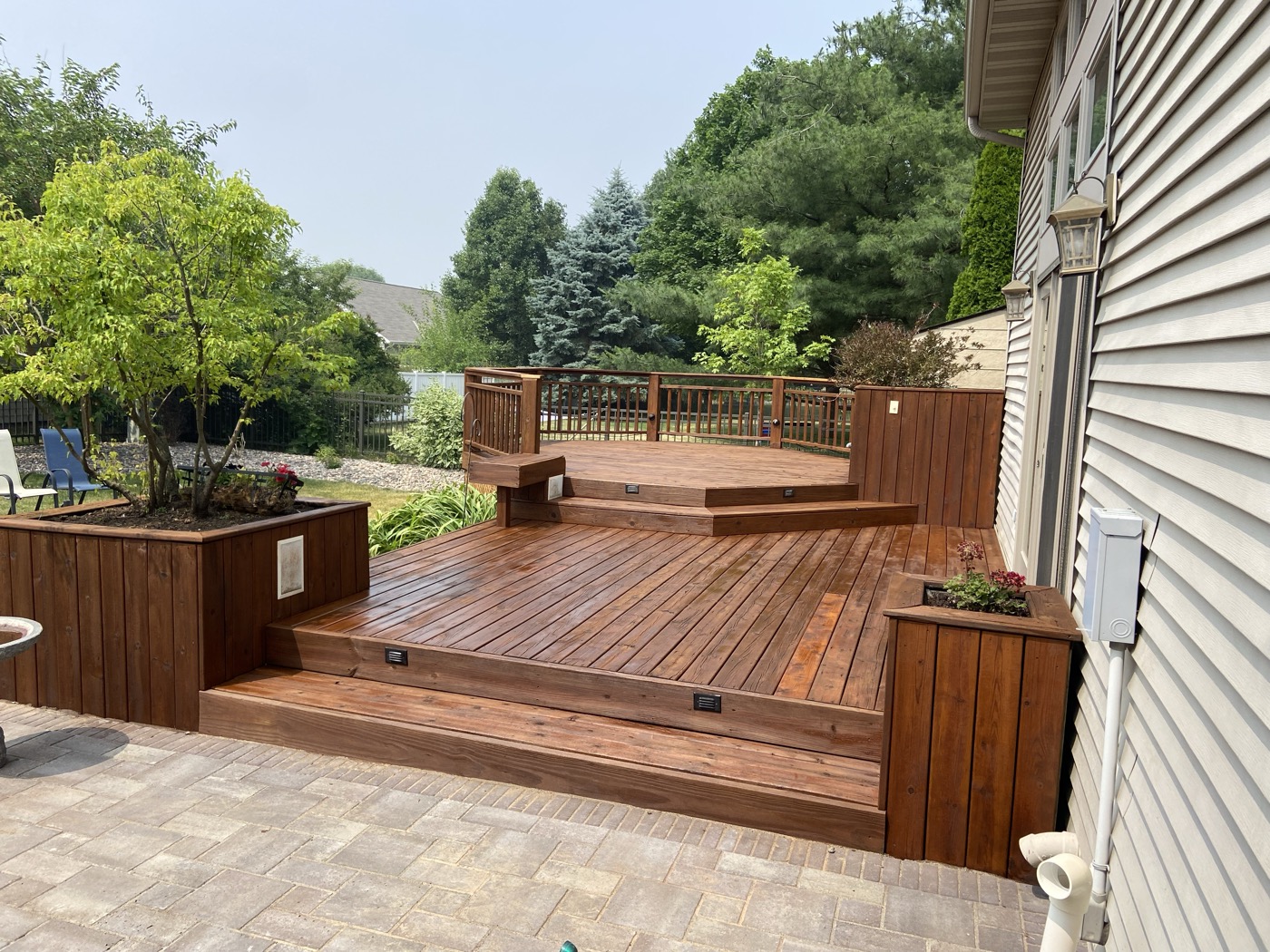 Professionally stained deck — even color and clean finish